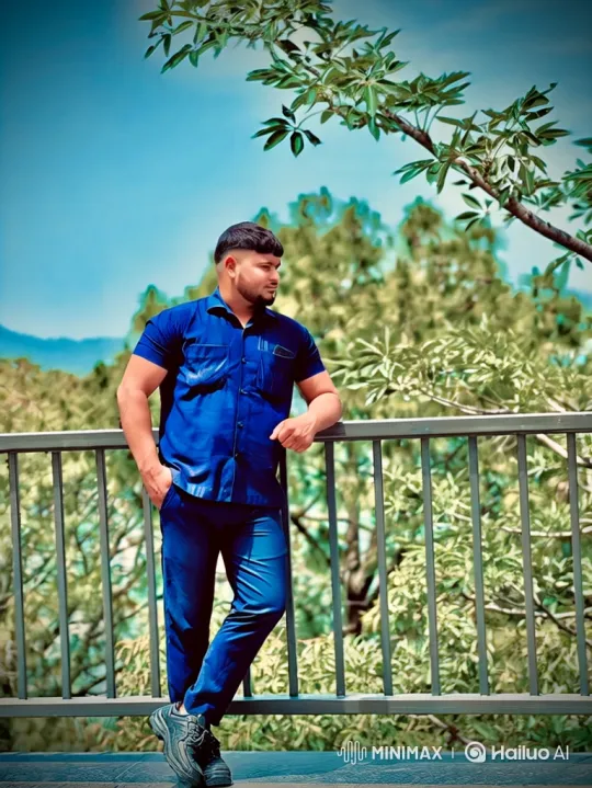 Man in Blue Meets White-Haired Gentleman on Balcony – AI Generated Video | Hailuo AI