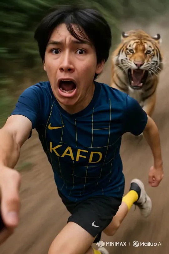 Fierce Tiger Flees After I Kick It – AI Generated Video | Hailuo AI