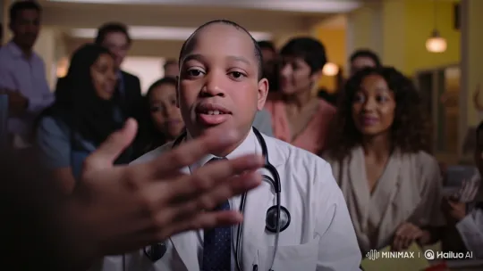 Young Black Doctor Engages in Serious Discussion – AI Generated Video | Hailuo AI