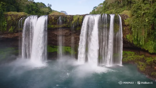 Majestic Wailua Falls: Cascading Water in Hawaii's Rainforest – AI Generated Video | Hailuo AI