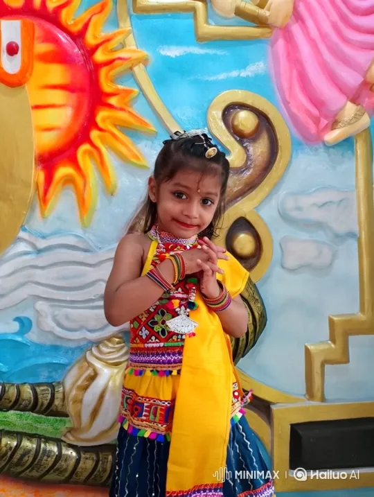 Young Girl in Traditional Attire with Joyful Expression – AI Generated Video | Hailuo AI