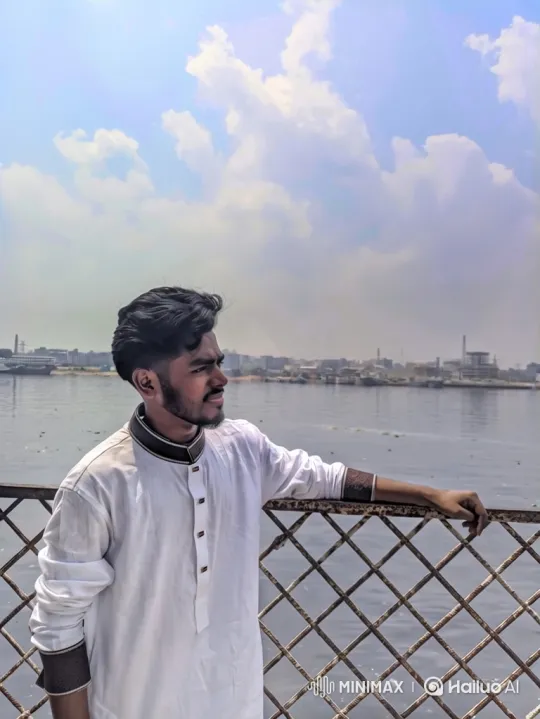 Young Man Enters Car by River, Cityscape in Background – AI Generated Video | Hailuo AI