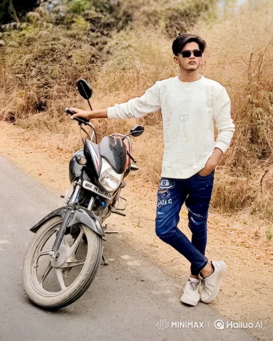 Young Man in Sunglasses on Motorcycle - Close-Up – AI Generated Video | Hailuo AI