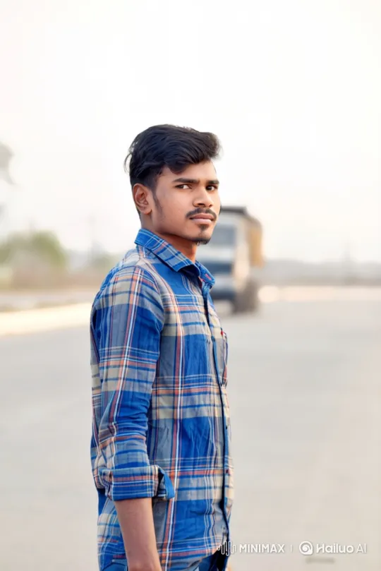 Man on Road: Slow Camera Push-In with Gentle Breeze – AI Generated Video | Hailuo AI