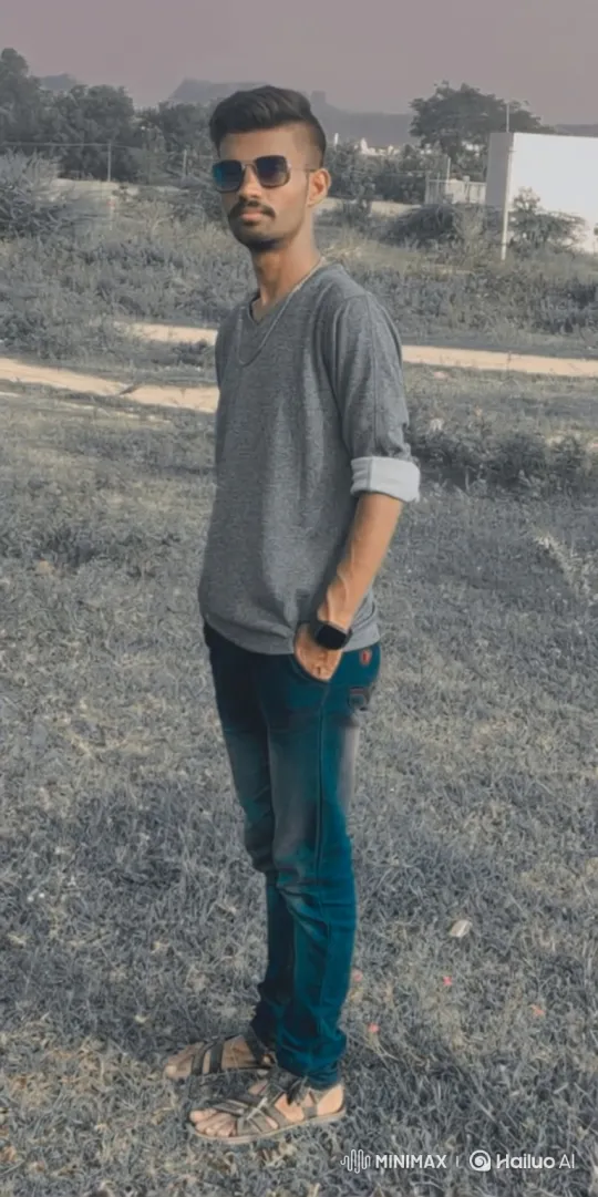 Young Man in Overcast Field: A Study in Calm Confidence – AI Generated Video | Hailuo AI