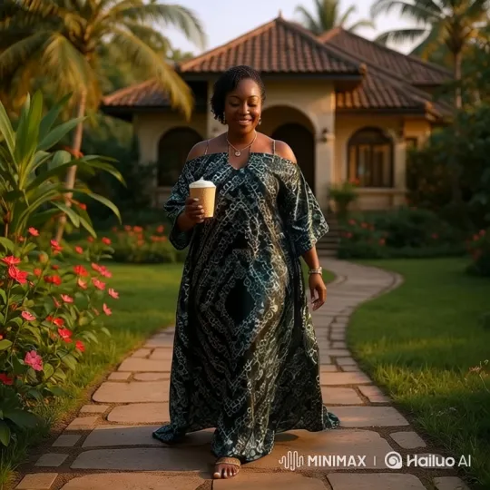 Woman Enjoying Peaceful Walk in Tropical Garden – AI Generated Video | Hailuo AI