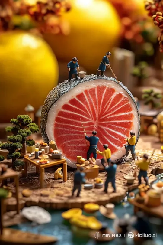 Diverse Culinary Offerings: Burger, Sushi, Steak – AI Generated Video | Hailuo AI
