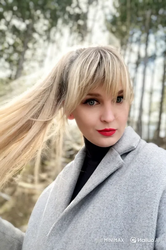 Stylish Woman in Windy Forest with Blowing Ponytail – AI Generated Video | Hailuo AI