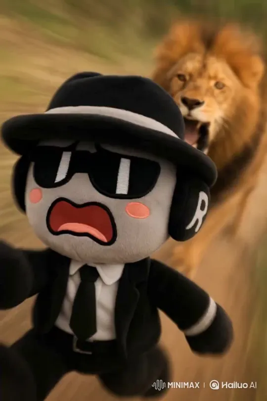 Individual Pursued by Lion – AI Generated Video | Hailuo AI