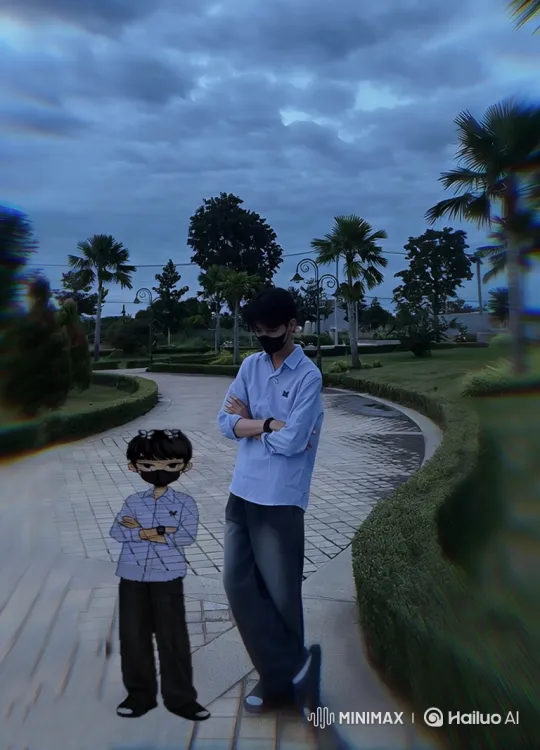 Contemplative Man and Avatar in Twilight Park – AI Generated Video | Hailuo AI