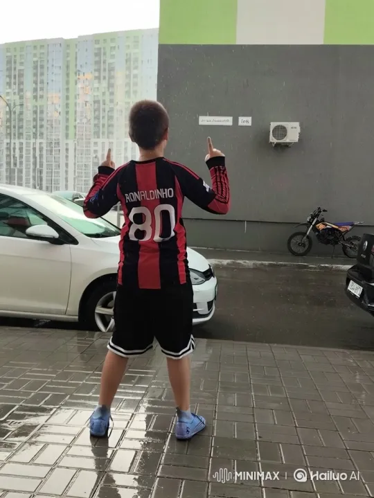 Young Boy Mimics Shooting in Playful Celebration – AI Generated Video | Hailuo AI