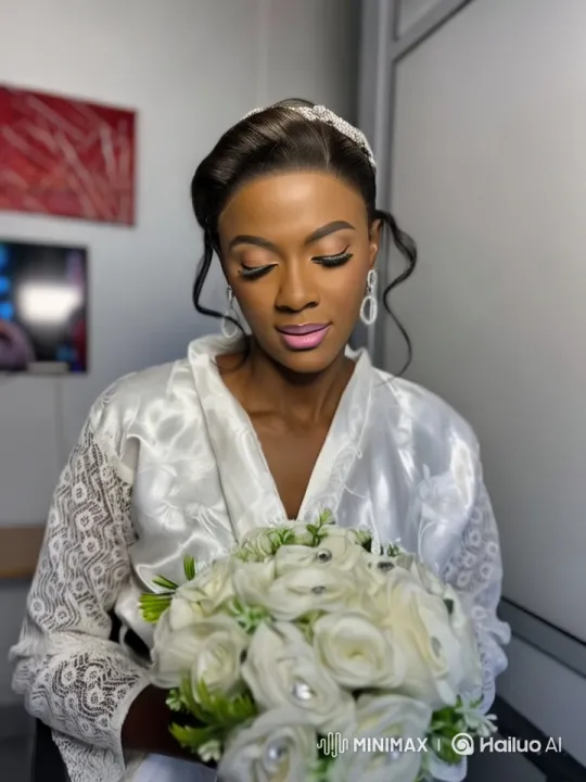 Romantic Wedding Moment: Bride Kisses Roses in Soft Light – AI Generated Video | Hailuo AI