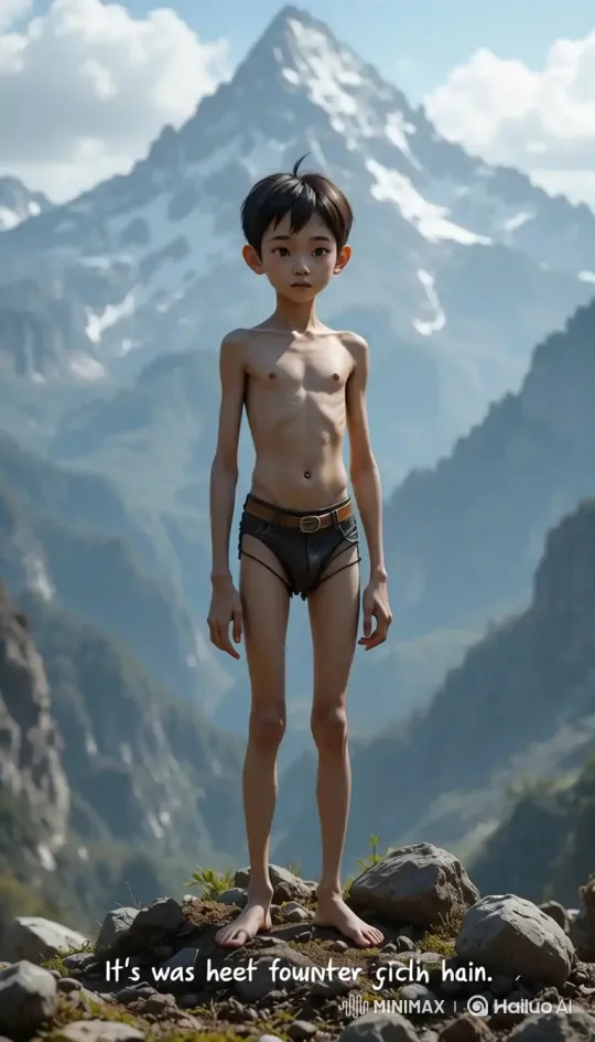 Boy Confronts Mountain's Might with Silent Determination – AI Generated Video | Hailuo AI