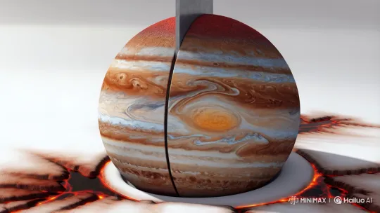 Chef's Knife Slices Through Detailed 4K Jupiter – AI Generated Video | Hailuo AI