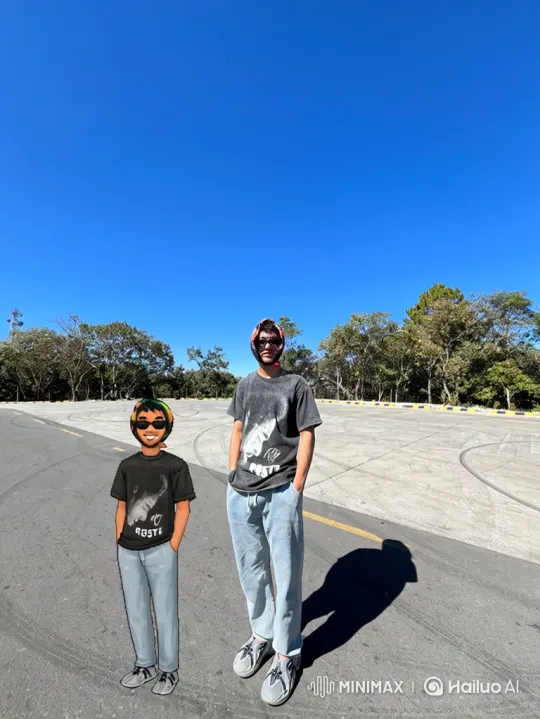 Tranquil Parking Lot Scene with Animated Cartoon Figure – AI Generated Video | Hailuo AI