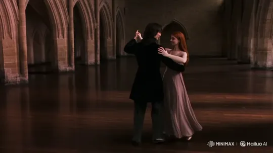 Young Snape and Lily Dance Gracefully in an Empty Hall – AI Generated Video | Hailuo AI