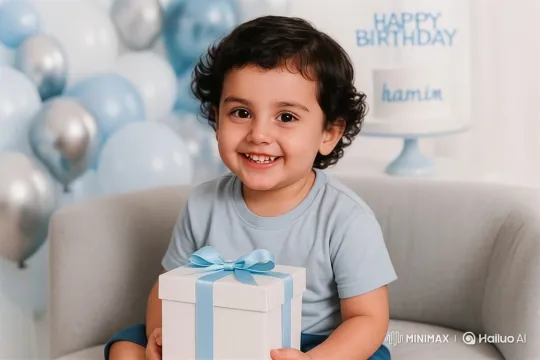 Boy's Joyful Birthday Gift Surprise Unboxing – AI Generated Video | Hailuo AI