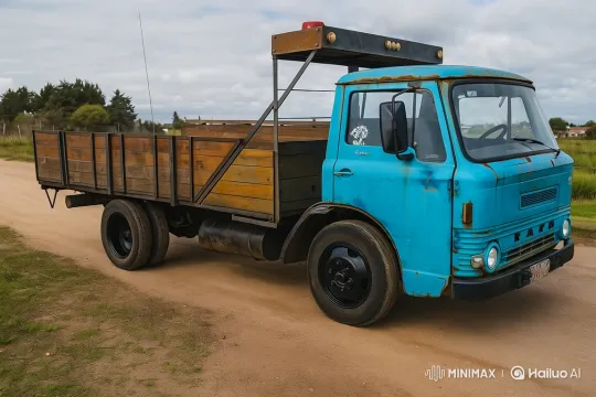 Rustic Flatbed Truck Begins Journey on Dirt Road – AI Generated Video | Hailuo AI