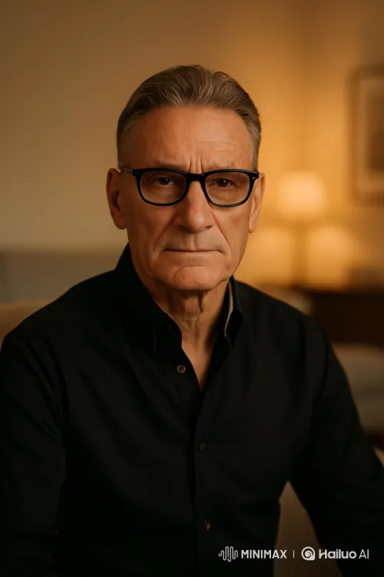 Portrait of a Man Transitioning from Neutrality to Introspection – AI Generated Video | Hailuo AI