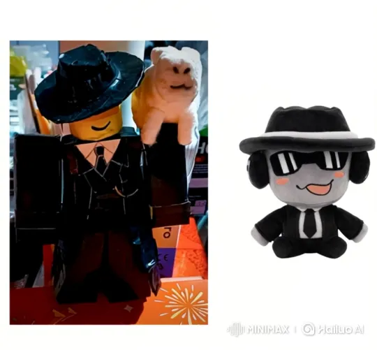 Blocky Figure and Plush Toy Embrace in Friendship – AI Generated Video | Hailuo AI