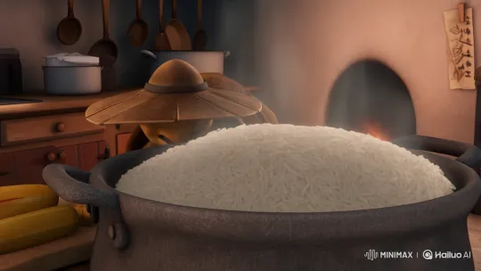 Greedy Tortoise Steals Rice, Burns Head, Regrets It – AI Generated Video | Hailuo AI