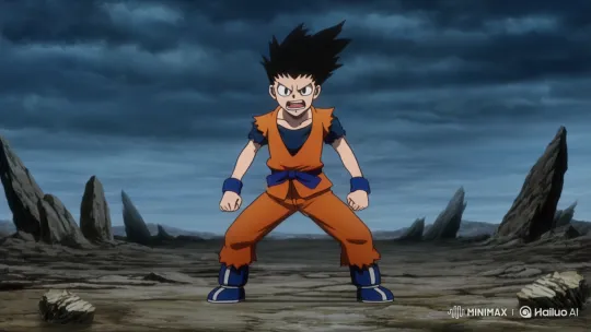 Teen Hero Powers Up in Stormy Wasteland - Anime Clip – AI Generated Video | Hailuo AI