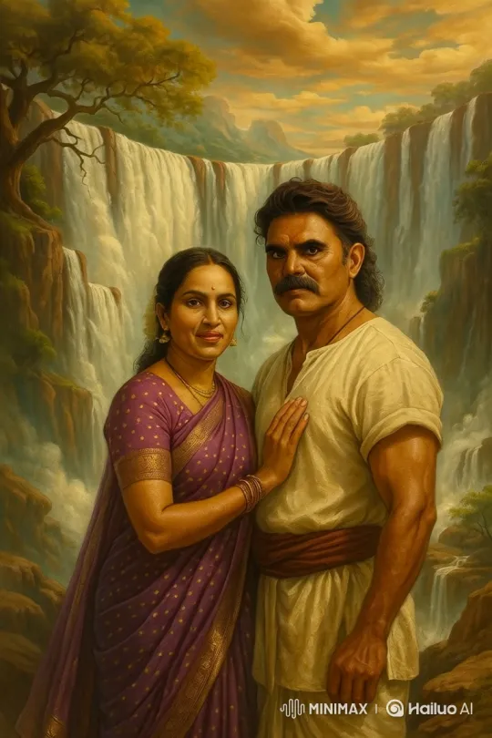 Painted Portrait Comes Alive: Couple Amidst Animated Waterfalls and Nature – AI Generated Video | Hailuo AI