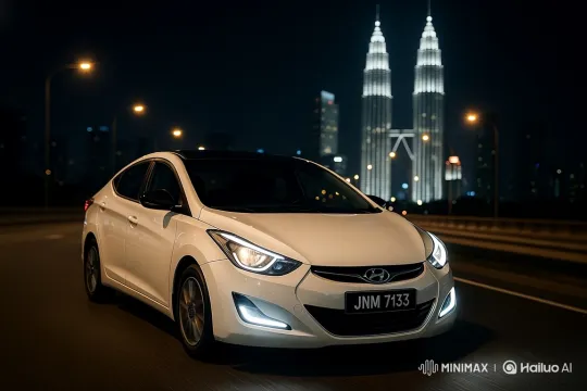 High-Speed Drive: Sedan Glides Through Nighttime Cityscape – AI Generated Video | Hailuo AI
