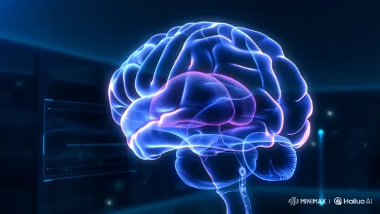 3D Holographic Brain Model in Futuristic Medical Lab – AI Generated Video | Hailuo AI