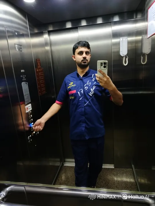 Man Takes Mirror Selfie in Moving Elevator – AI Generated Video | Hailuo AI