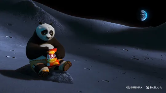Fluffy Panda Enjoying Chips on the Moon with Earth View – AI Generated Video | Hailuo AI