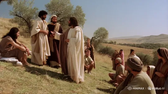 Jesus Imparts Wisdom Amidst Ancient Landscape and Followers – AI Generated Video | Hailuo AI