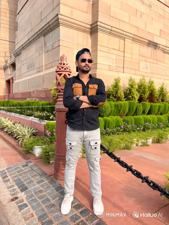 Indian Prime Minister Modi greets a man in front of a monument – AI Generated Video | Hailuo AI