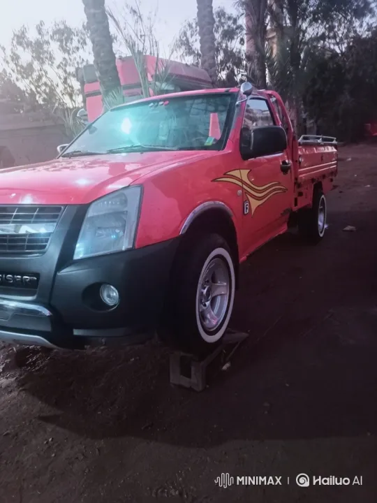 Red Pickup Truck's Twilight Rollout and Departure – AI Generated Video | Hailuo AI