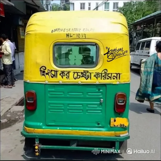 Static Auto-Rickshaw Appears to Come Alive – AI Generated Video | Hailuo AI
