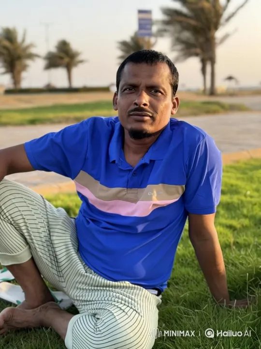 Man in Striped Shirt gazes calmly in tranquil park scene – AI Generated Video | Hailuo AI