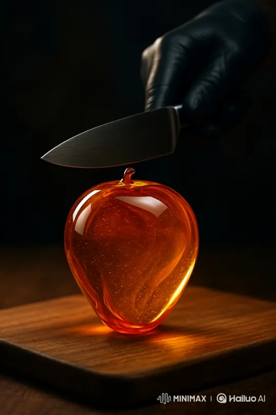 Cinematic Slow-Motion Slicing of Glass Apple – AI Generated Video | Hailuo AI