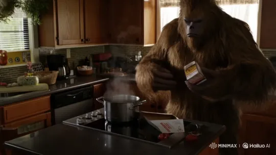 Bigfoot Cooks Spaghetti in a Modern Kitchen – AI Generated Video | Hailuo AI