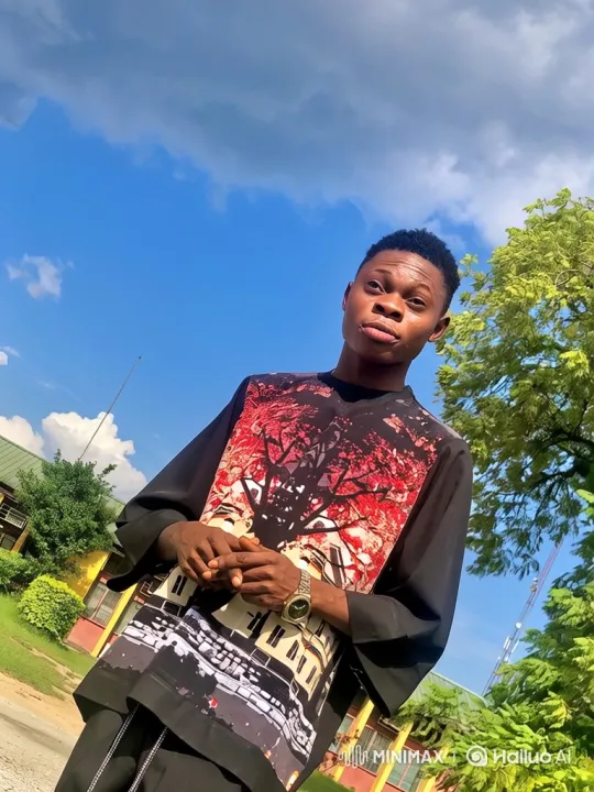 Young Man in Cityscape Shirt Stands Outdoors – AI Generated Video | Hailuo AI