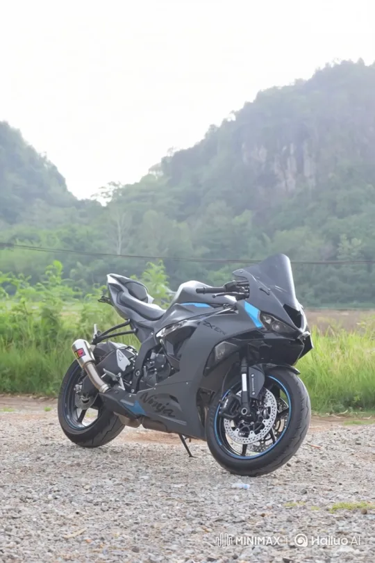 Close-up Study of Motorcycle and Gravel Landscape – AI Generated Video | Hailuo AI