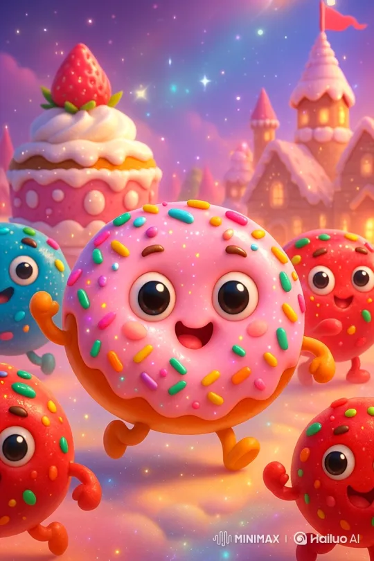 Surreal Donut Village Dance with Frosted Characters – AI Generated Video | Hailuo AI
