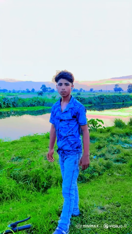 Young Man Contemplates Calm Waters in Serene Landscape – AI Generated Video | Hailuo AI