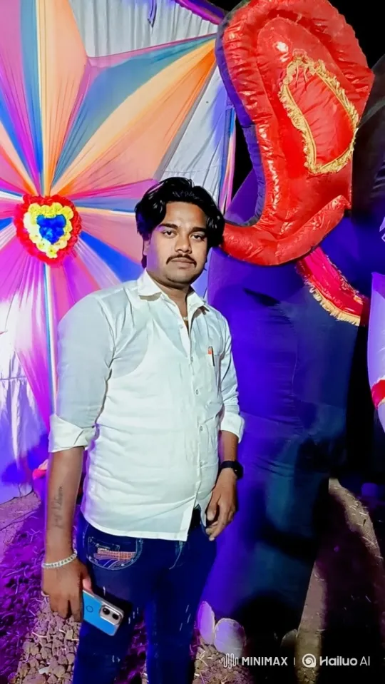 Young Man at Nighttime Festival with Smartphone – AI Generated Video | Hailuo AI