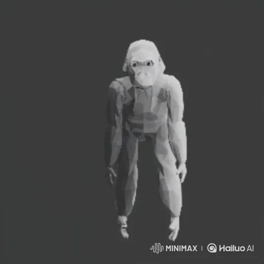 Low-Polygon Gorilla Chases Yellow Banana in 3D Animation – AI Generated Video | Hailuo AI