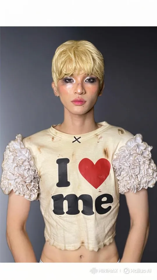 Flames Consume 'I ❤️ Me' T-Shirt on Unmoved Person – AI Generated Video | Hailuo AI