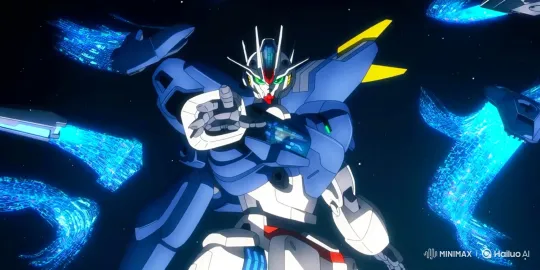 Gundam Mecha Glows in Space with Heart Shape Gesture – AI Generated Video | Hailuo AI