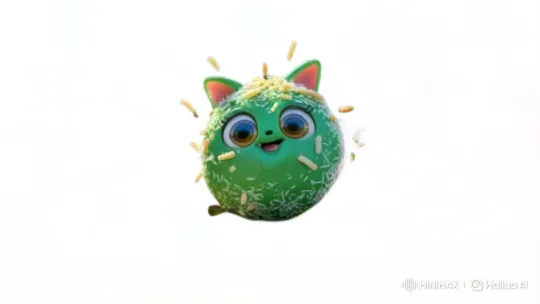 Klepon Character Joyfully Splashes in a Colorful Bathroom – AI Generated Video | Hailuo AI