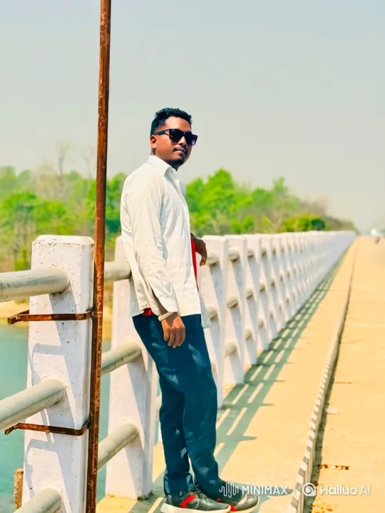 Young Man Reflects on a Sunlit Bridge Over Calm Waters – AI Generated Video | Hailuo AI