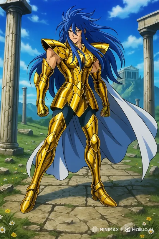 Golden Knight Delivers Stern Message Amidst Ancient Ruins – AI Generated Video | Hailuo AI