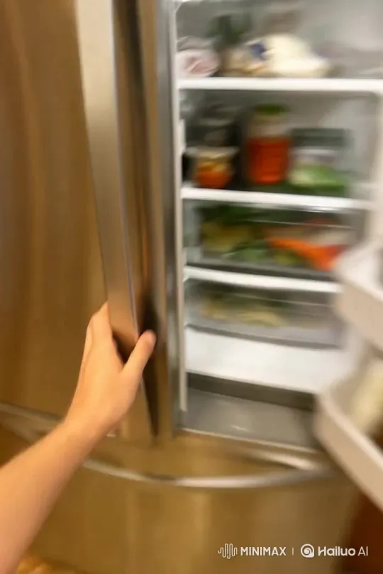 Girl Opens Fridge, Surprised by Animals Escaping – AI Generated Video | Hailuo AI